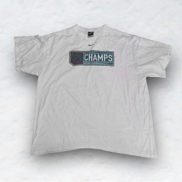 NIKE Arizona Diamondbacks NL World Series MLB CHAMPS 2001 Retro Vintage T Shirt - Picture 1 of 5